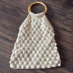 Beach crochet purse with faux bamboo handles